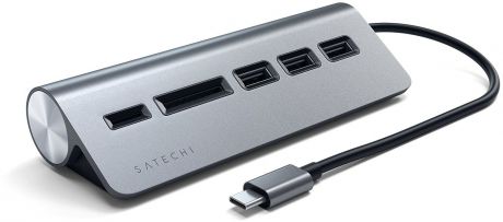 Хаб Satechi TYPE-C ALUMINUM USB 3.0 HUB & CARD READER grey