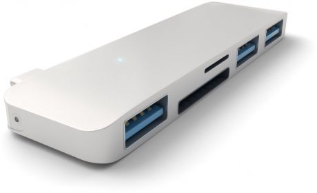 USB-хаб Satechi Type-C USB Hub для Macbook с портом USB-C. Порты: 3 x USB 3.0, SD, microSD. серебро