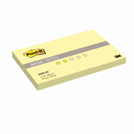 Бумага для заметок POST-IT Basic, 76х127 мм, 100 л., желтый, 655R-BY, желтый
