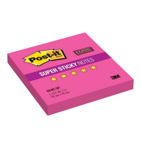 Бумага для заметок POST-IT Super Sticky, 76х76 мм, 90 л., неоновый розовый, 654R-SP ОЗ, розовый