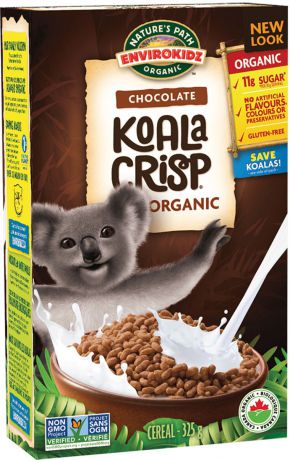 Готовый завтрак Nature’s Path Подушечки Koala Crisp Cereal, органические, хрустящие, рисовые, с молочным шоколадом, 325 г