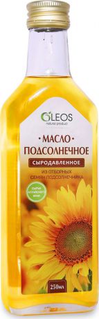 Подсолнечное масло Oleos, сыродавленное, 250 мл