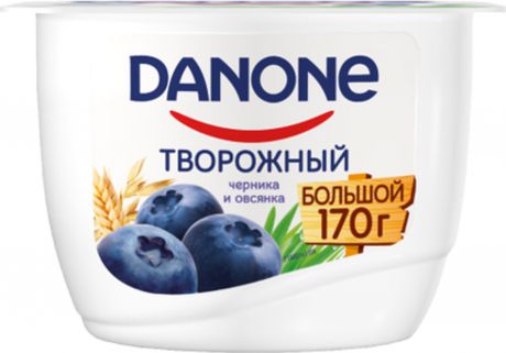 Творожный продукт Danone, черника, овсянка, 170 г