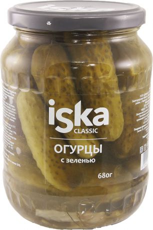 Овощные консервы ISKA Огурцы маринованные, 6-9 см, 650 г