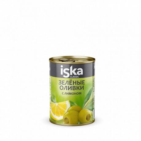 Овощные консервы ISKA Оливки зеленые с лимоном, 280 г