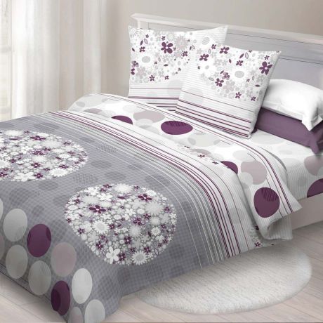 Комплект постельного белья Спал Спалыч "Контраст", 108730, серый, бордовый, 2-спальный, наволочки 70х70