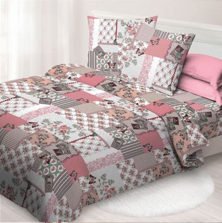 Комплект постельного белья Спал Спалыч "Прованс", 108734, розовый, 2-спальный, наволочки 70х70