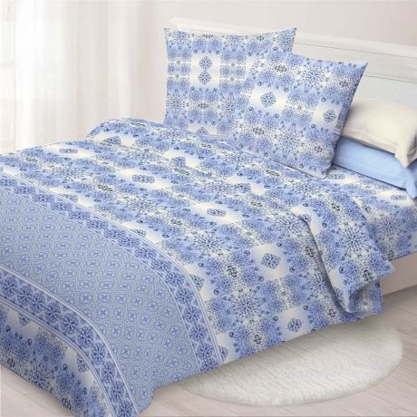 Комплект постельного белья Спал Спалыч "Виола", 108754, синий, 2-спальный, наволочки 70х70