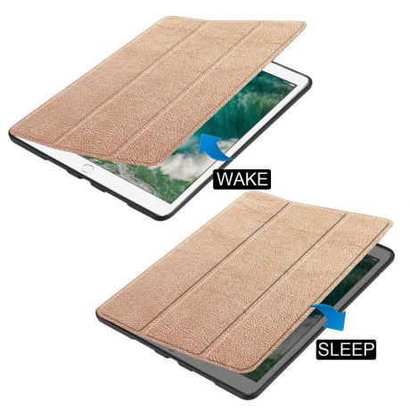 Для iPad Pro 10.5 дюймов 2017 Ultra Slim Tri-Fold Stand Case Кожа PU Folio Tablet Protector Cover (Золотой)