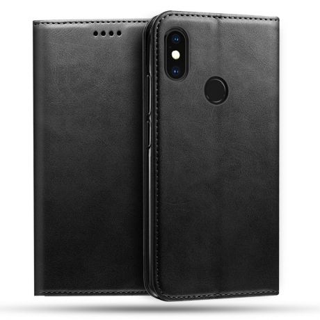 Для Xiaomi Mi 8 телячьей кожи PU кожаный кошелек случае флип Стенд Защитная оболочка с держателями карт (черный)