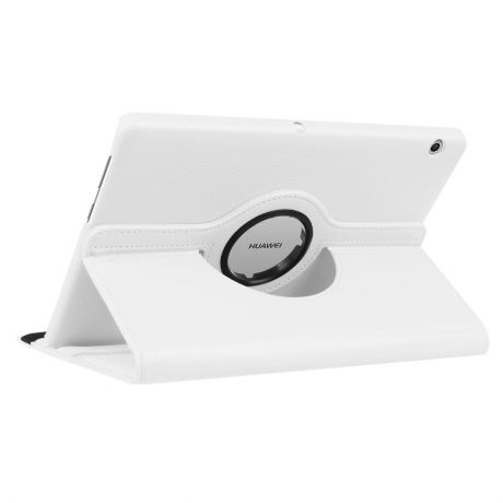 Чехол-подставка вращающийся из искусственной кожи для Huawei Mediapad T3 10.0, белый