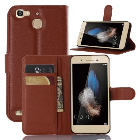 Фирменный чехол-книжка из качественной импортной кожи с мульти-подставкой застёжкой и визитницей для Huawei G8 mini / Huawei Enjoy 5S коричневый MyPads
