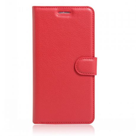 Фирменный чехол-книжка из качественной импортной кожи с мульти-подставкой застёжкой и визитницей для Asus Zenfone Go ZC451TG 4.5 (Z00SD) красного цвета MyPads