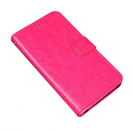 Фирменный чехол-книжка из качественной импортной кожи с мульти-подставкой застёжкой и визитницей для Digma Vox S502F 3G розовый MyPads