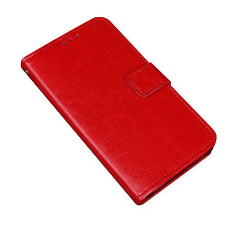Фирменный премиальный элитный чехол-книжка из качественной импортной кожи с мульти-подставкой застёжкой и визитницей для Samsung Galaxy A7 (2017) SM-A720F 5.7 "Ретро" красный MyPads