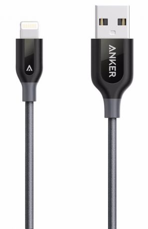 Кабель Anker PowerLine+ USB-Lightning MFi, 1,8м, кевлар, 6000+ перегибов А8122PA1 (чехол). Серый
