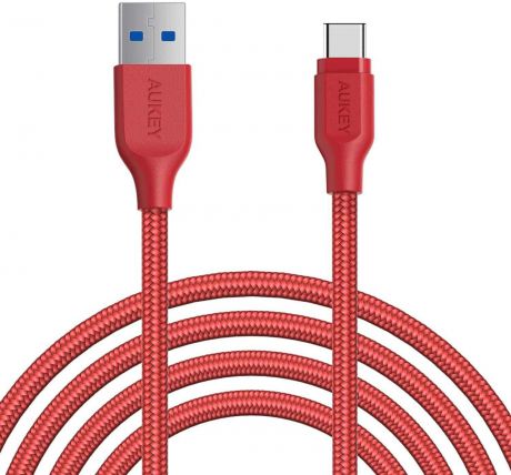 Кабель AUKEY CB-AC2, USB Type-C - USB-A 3.0, 2m, красный