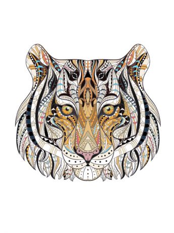 Наклейка на одежду (белую/светлую) "Этнический тигр"