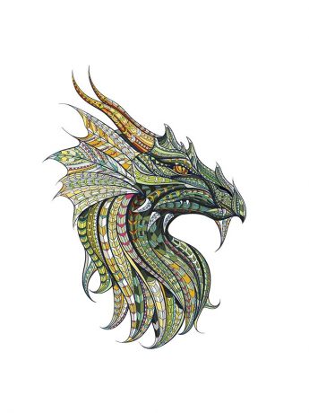 Наклейка на одежду (белую/светлую) "Этнический дракон"