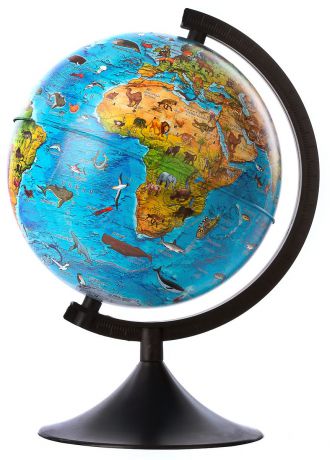 Globen Глобус Земли зоогеографический детский диаметр 21 см цвет подставки черный