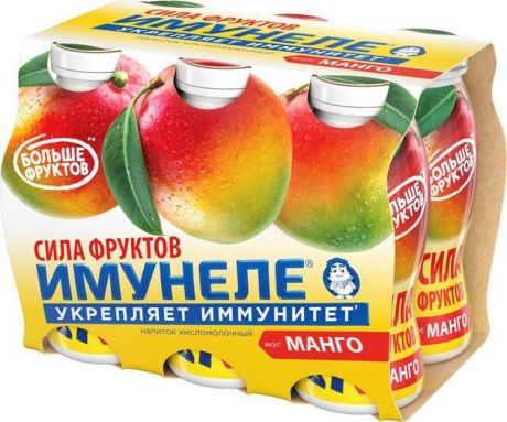 Напиток кисломолочный 1,2% персик-манго-дыня Имунеле, 6 шт по 100 г