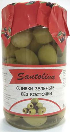 Овощные консервы Santoliva Оливки зеленые без косточки, стеклянная банка, 350 г