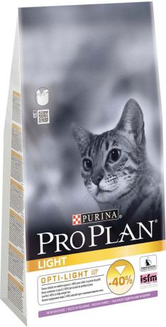 Корм сухой Pro Plan "Light" для взрослых кошек с избыточным весом, с индейкой и рисом, 1,5 кг