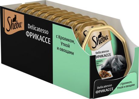 Корм консервированный Sheba "Delicatesso", для взрослых кошек, от 1 года, фрикассе с кроликом, уткой и овощами, 85 г х 22 шт