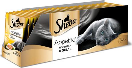 Консервы для взрослых кошек Sheba "Appetito", с курицей и индейкой в желе, 85 г х 24 шт