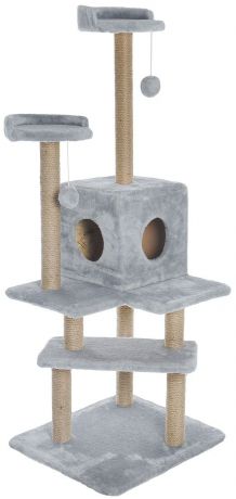 Игровой комплекс для кошек Меридиан "Лестница", цвет: светло-серый, бежевый, 56 х 50 х 142 см