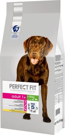 Корм сухой "Perfect Fit", для взрослых собак от 1 года средних и крупных пород, с курицей, 14,5 кг