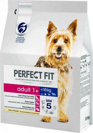 Корм сухой "Perfect Fit", для взрослых собак от 1 года мелких и миниатюрных пород, с курицей, 2,6 кг