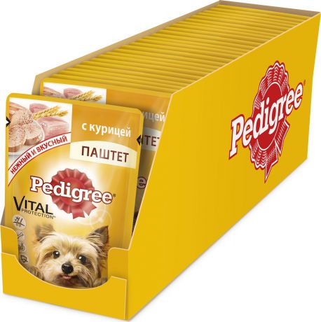 Консервы "Pedigree" для взрослых собак мелких пород, паштет с курицей, 80 г х 24 шт