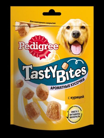 Лакомство для взрослых собак Pedigree "Tasty Bites", ароматные кусочки с курицей, 130 г