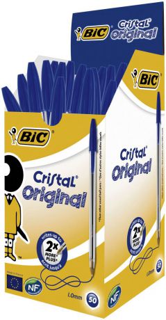 Набор шариковых ручек Bic Cristal M, цвет чернил: синий, 50 шт