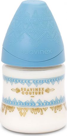 Бутылочка для кормления Suavinex Haute Couture, от 0 месяцев, с силиконовой круглой соской, 3162101, голубой, 150 мл