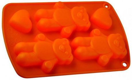 Форма для выпечки и заморозки "Три медведя", силиконовая, цвет: оранжевый.