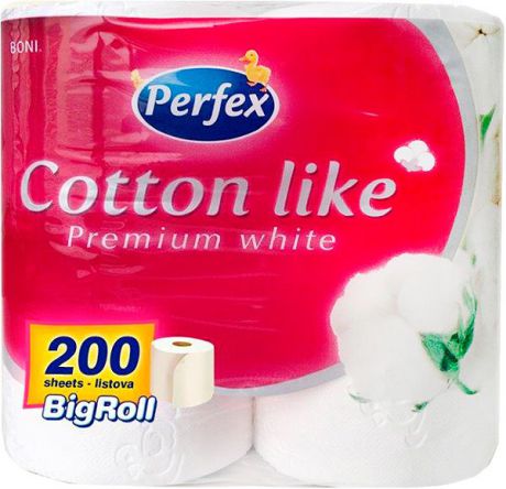 Туалетная бумага Perfex "Cotton like", 3 слоя, 4 шт