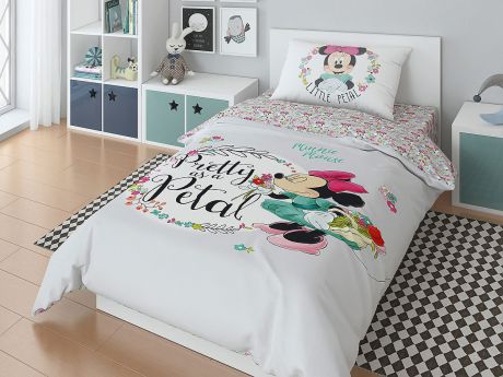 Комплект белья детский "Minni Maus", 1,5-спальный, наволочки 50х70, цвет: светло-серый