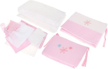 Комплект белья для новорожденных Fairy "Белые кудряшки", цвет: белый, розовый. 7 предметов