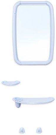 Зеркало для ванной комнаты Berossi "Optima", с аксессуарами, цвет: светло-голубой, 6 предметов