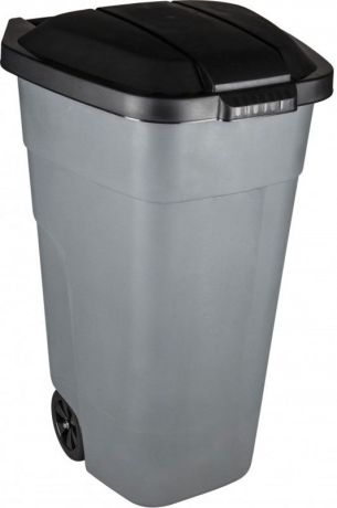 Бак для мусора "Plast Team", с крышкой, на колесах, цвет: серый, 110 л