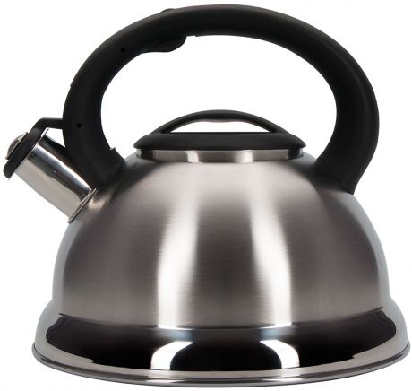 Чайник Regent Inox "Tea", со свистком, цвет: серебристый, черный, 2,5 л. 93-TEA-27