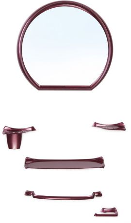 Зеркало для ванной комнаты Berossi "Verona", с аксессуарами, цвет: рубиновый перламутр, 7 предметов