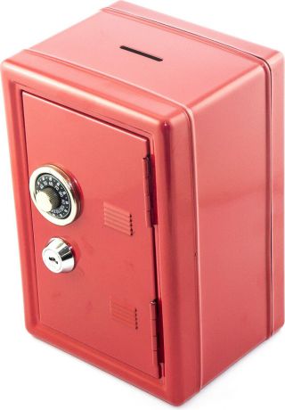 Копилка Эврика "Сейф", с ключом, цвет: красный, 12 х 17,5 х 10 см