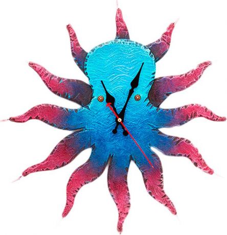 Настенные часы-органайзер Бюро находок "Деловой осьминог", DF01, голубой, красный, 47 х 47 см