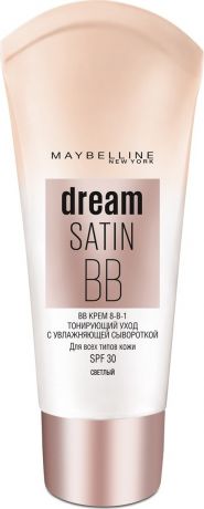 Maybelline New York BB Крем для лица "Dream Satin", увлажняющий, SPF 30, светлый, 30 мл