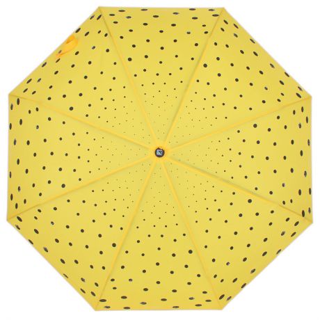Зонт женский Flioraj "Кошки и точки", полуавтомат, 3 сложения, цвет: желтый. 100409 FJ