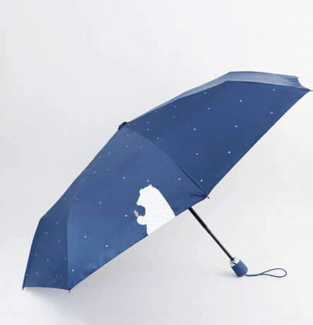 Зонт складной женский Kawaii Factory Белый медведь, цвет: синий. KW041-000047