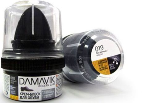 Крем-блеск для обуви "Damavik", с губкой, цвет: бесцветный, 50 мл